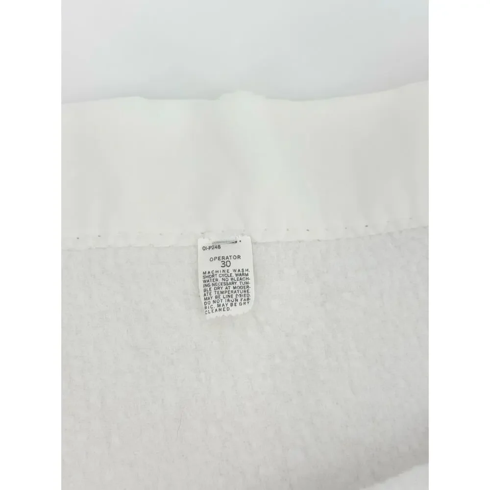 Vintage White Twin Size Eyelet & Satin Trim Acrylic Blanket 64